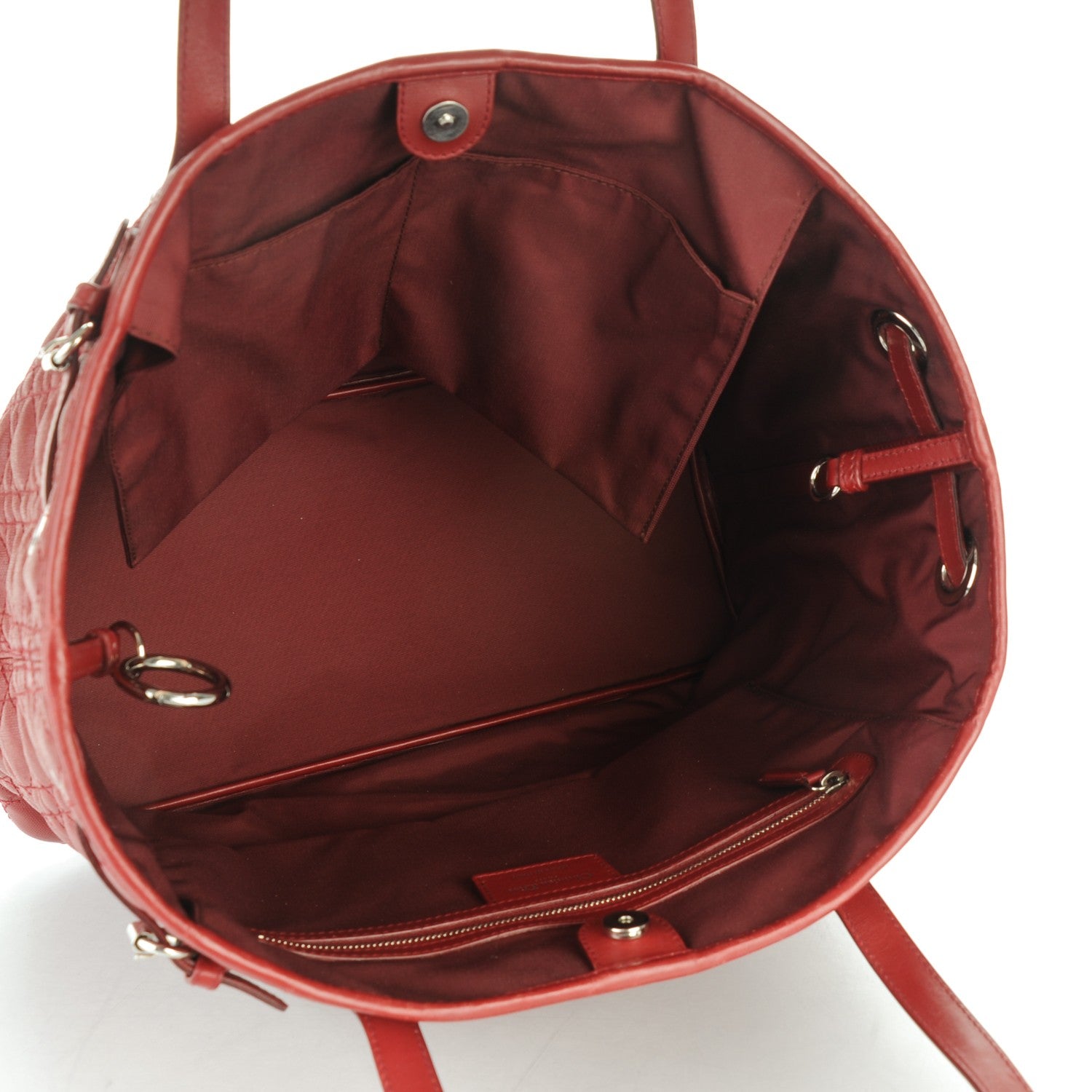 Christian Dior Coated Canvas Cannage Medium Panarea Tote Red 5 of 9