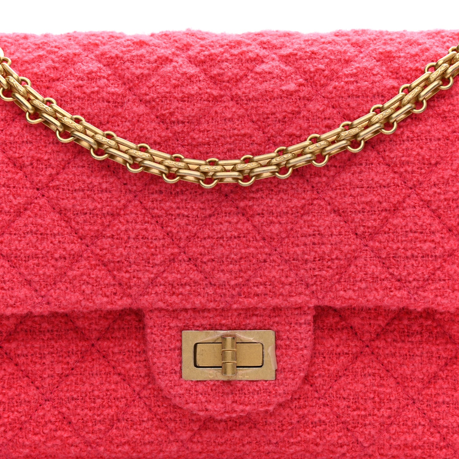 Chanel Wool Tweed Quilted 2.55 Reissue 225 Flap Pink 8 of 9