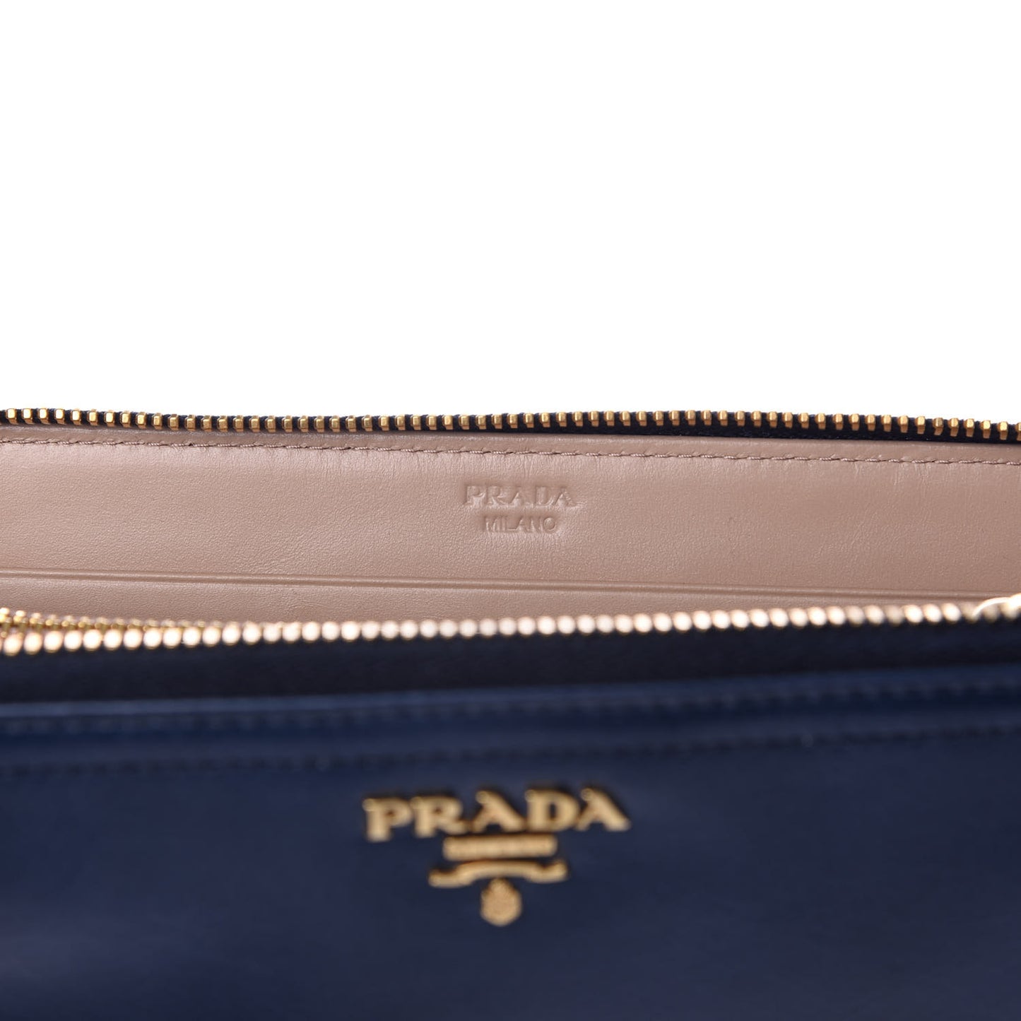 Vitello Shine Zip Around Wallet Denim