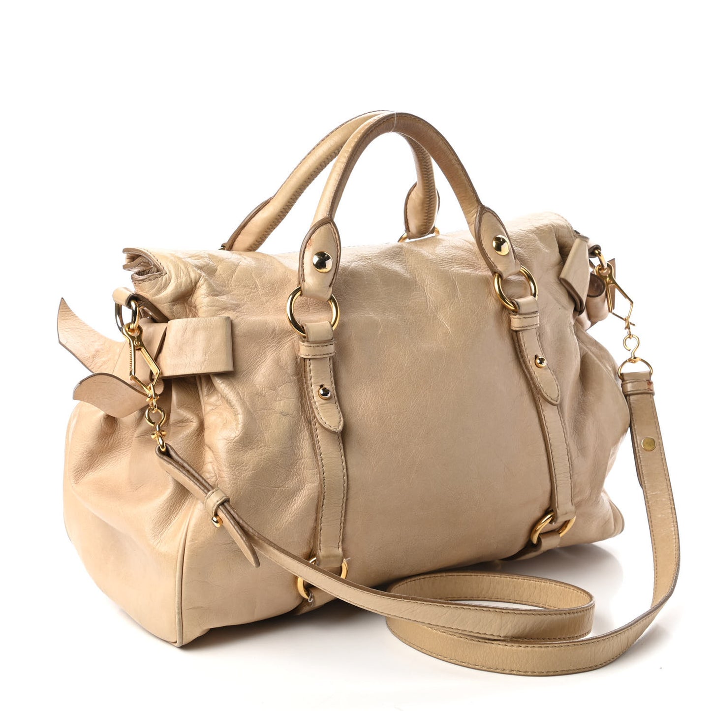 Vitello Lux Medium Bow Bag Cammeo