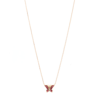 Suzanne Kalan 18K Rose Gold Diamond Ruby Mini Butterfly Pendant Necklace 1 of 7