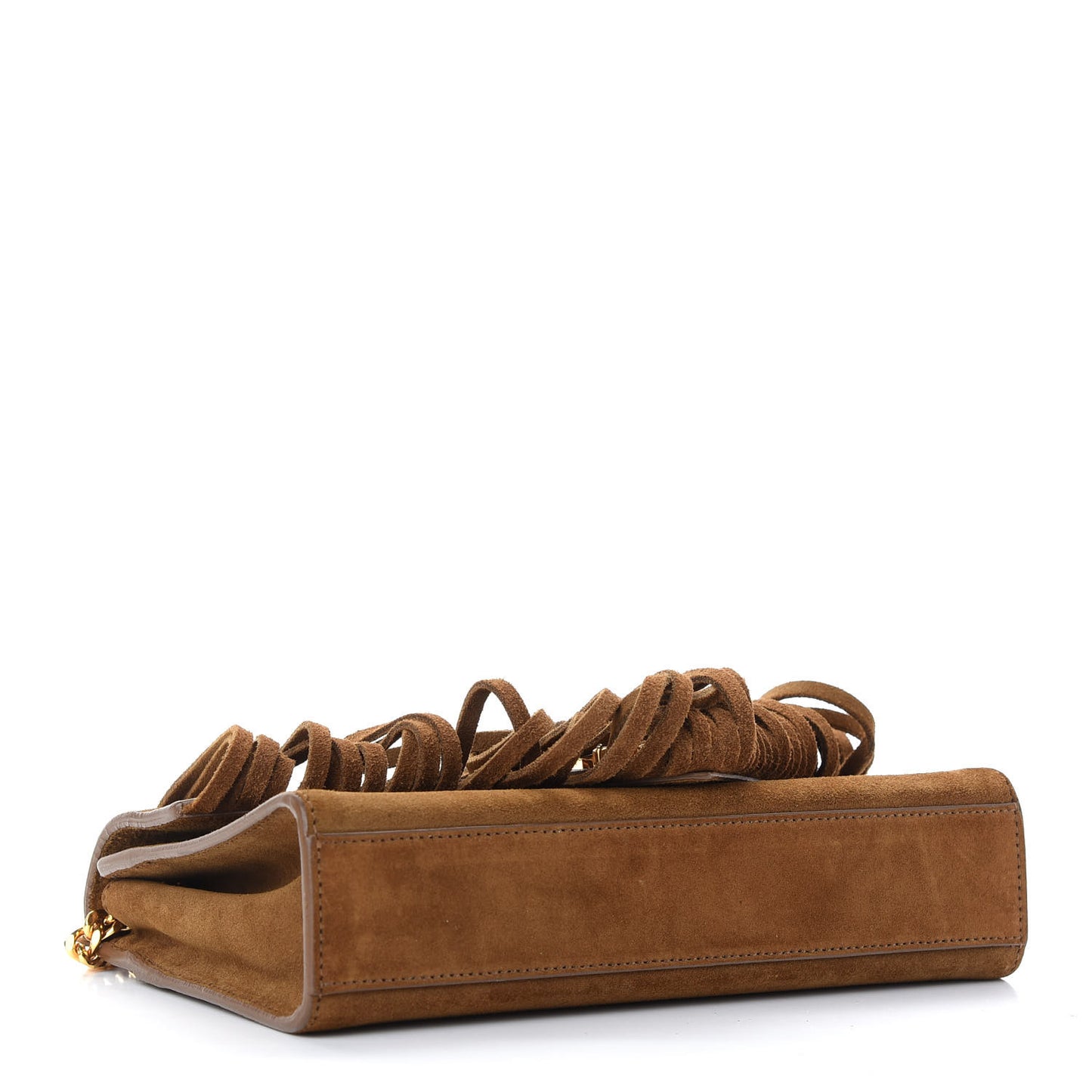 Suede Fringe Small Monogram Satchel Light Ocre