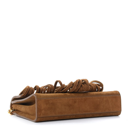 Saint Laurent Suede Fringe Small Monogram Satchel Light Ocre 4 of 10