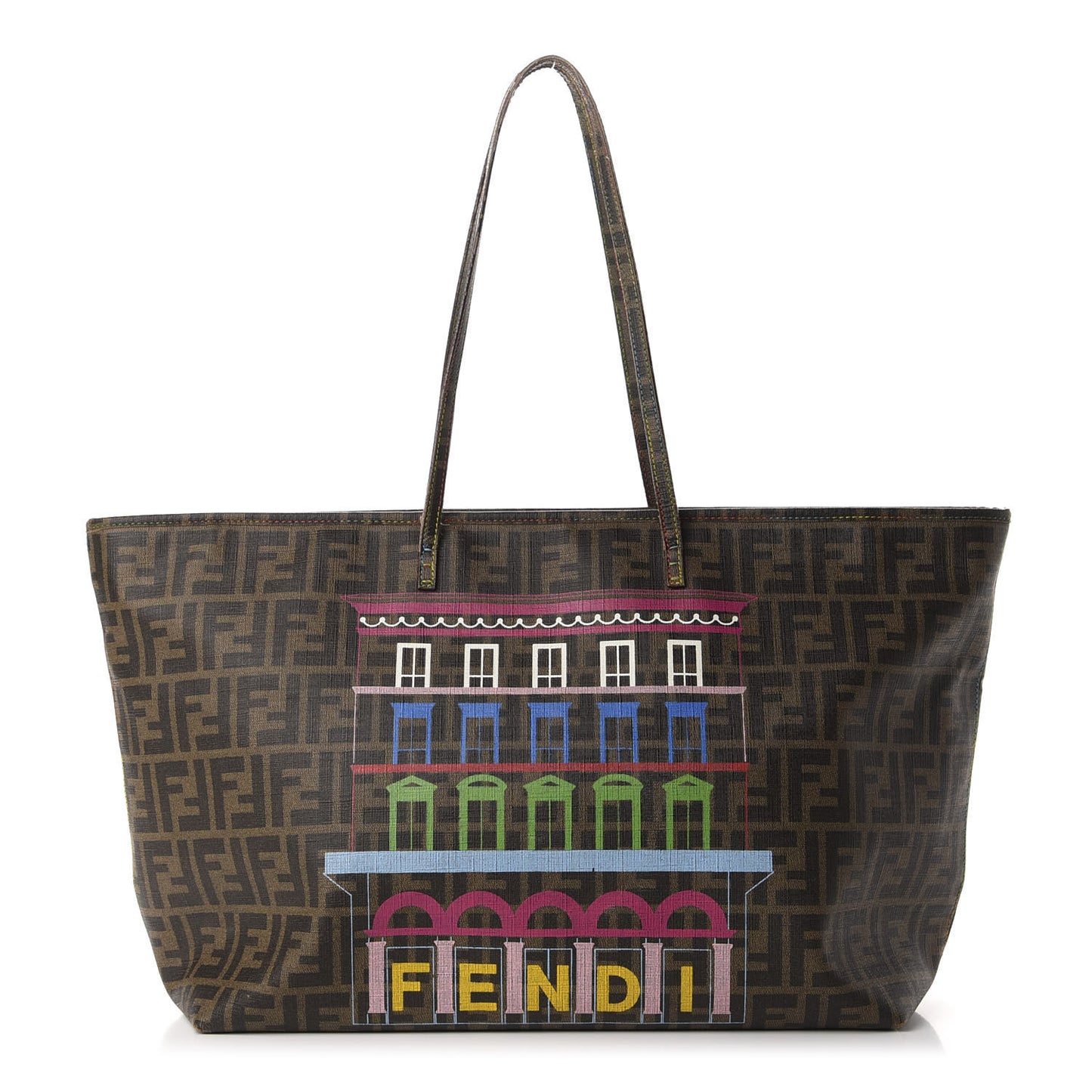 Zucca Spalmati Print Large Roll Tote Tobacco Multicolor