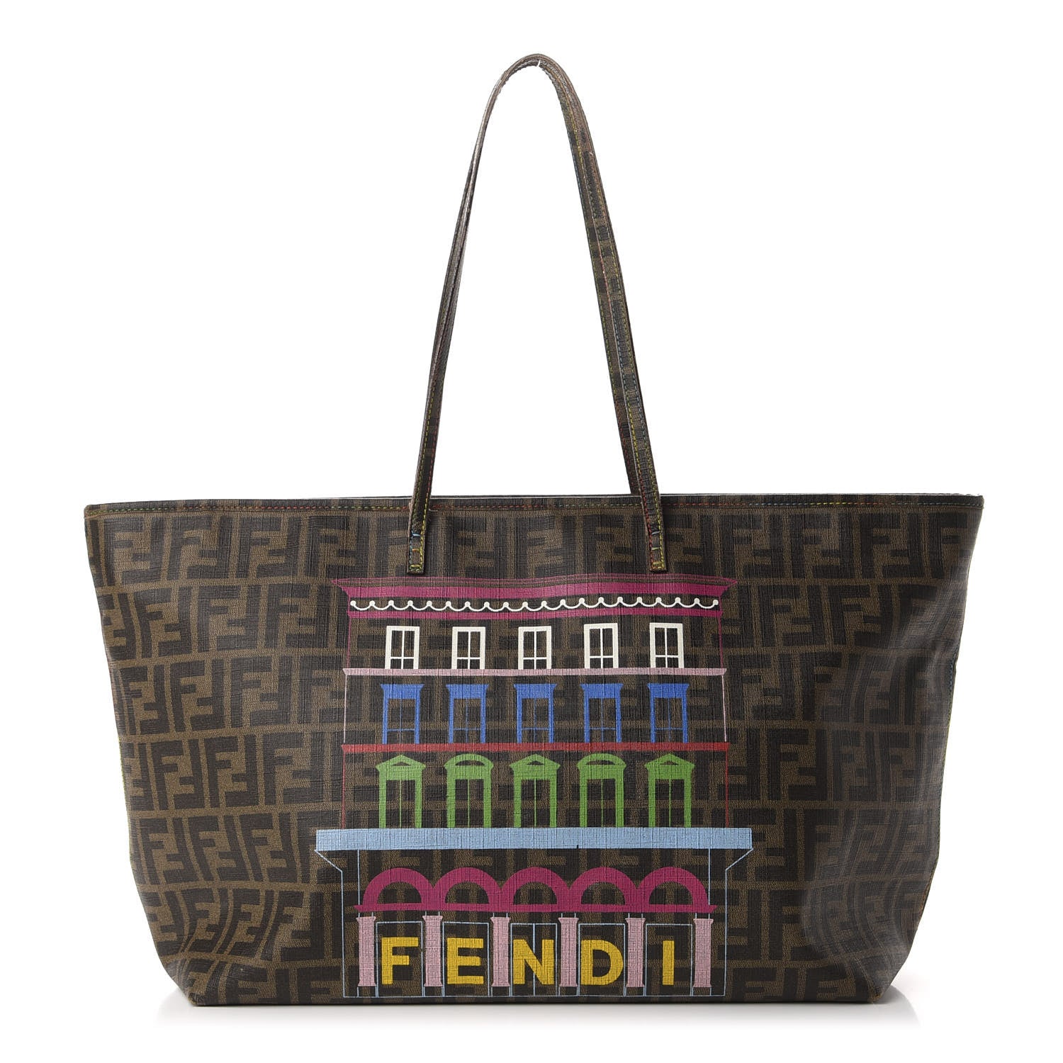 Fendi Zucca Spalmati Print Large Roll Tote Tobacco Multicolor 1 of 14