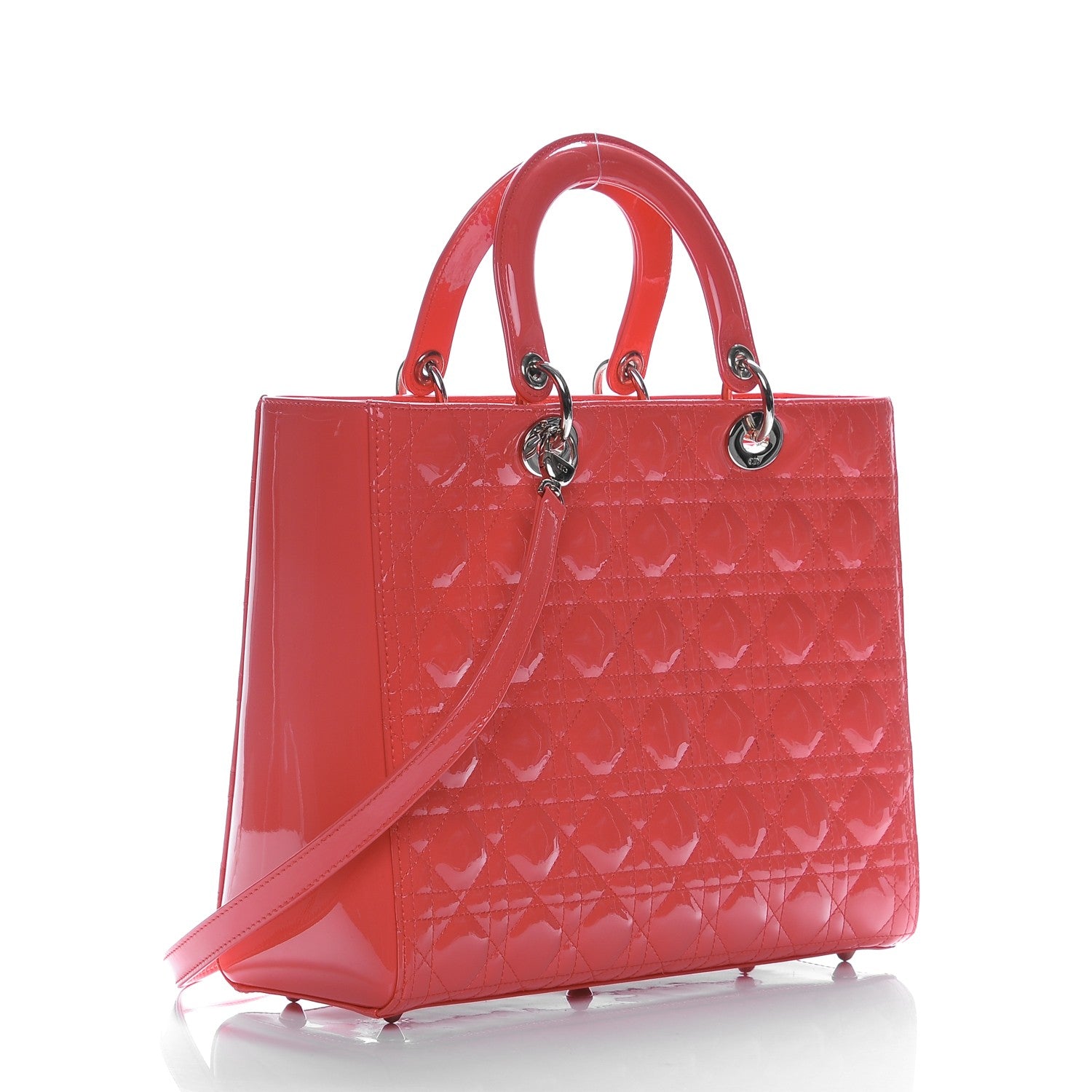 Christian Dior Patent Cannage Large Lady Dior Light Coral 3 of 9