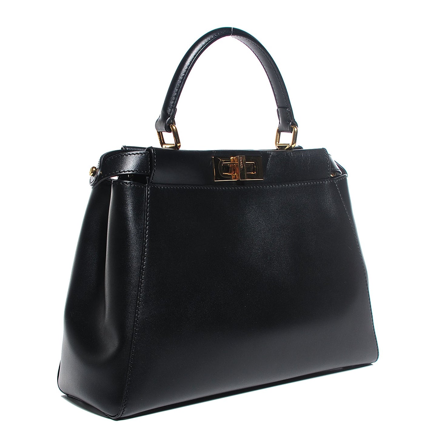 Vitello Morgan Shiny Nappa Medium Peekaboo Iconic Satchel Black