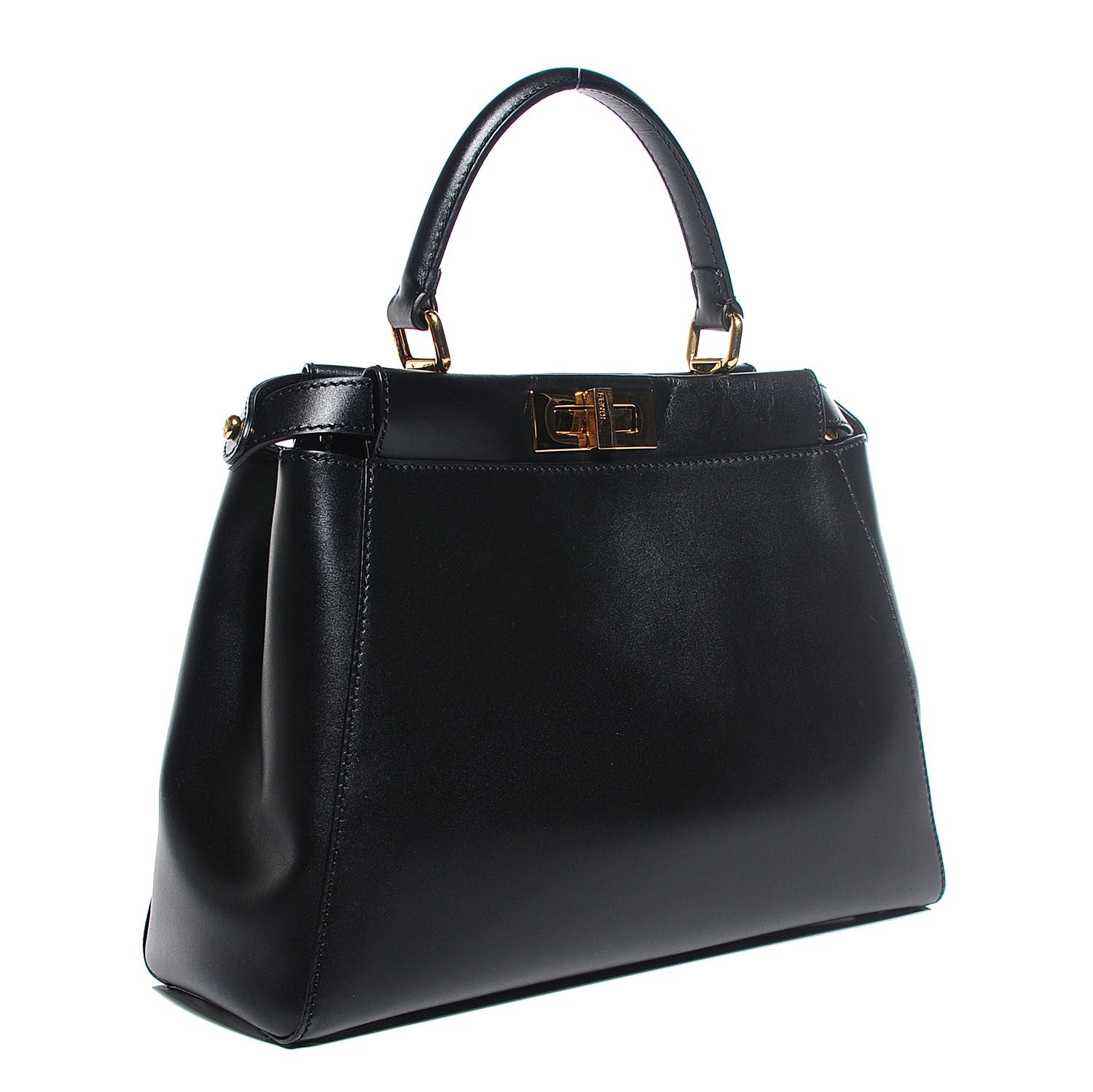 Fendi Vitello Morgan Shiny Nappa Medium Peekaboo Iconic Satchel Black 3 of 10