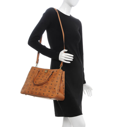 MCM Visetos Studded Medium Tote Cognac 3 of 13