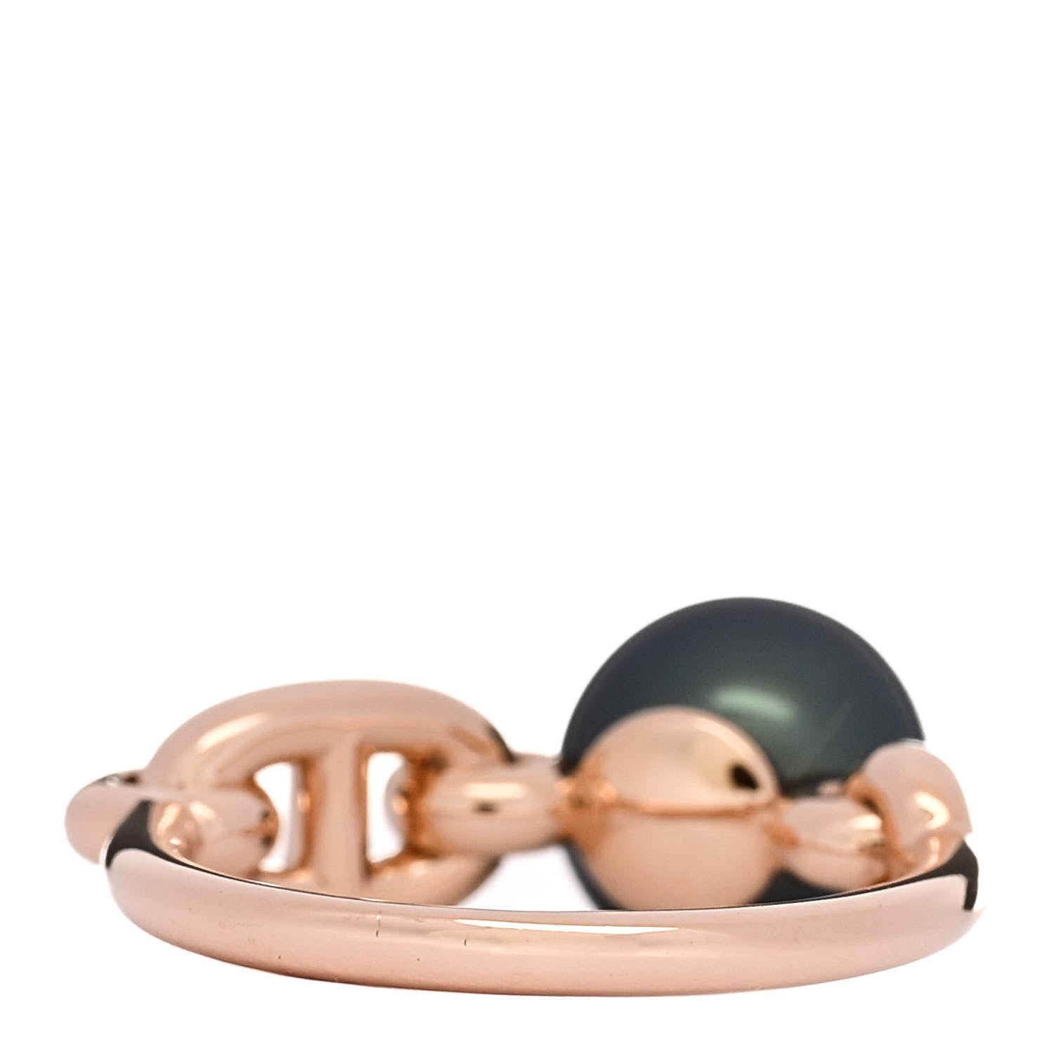 Hermes 18K Rose Gold Diamond Tahitian Pearl Albertine Ring 48 4.5 4 of 7