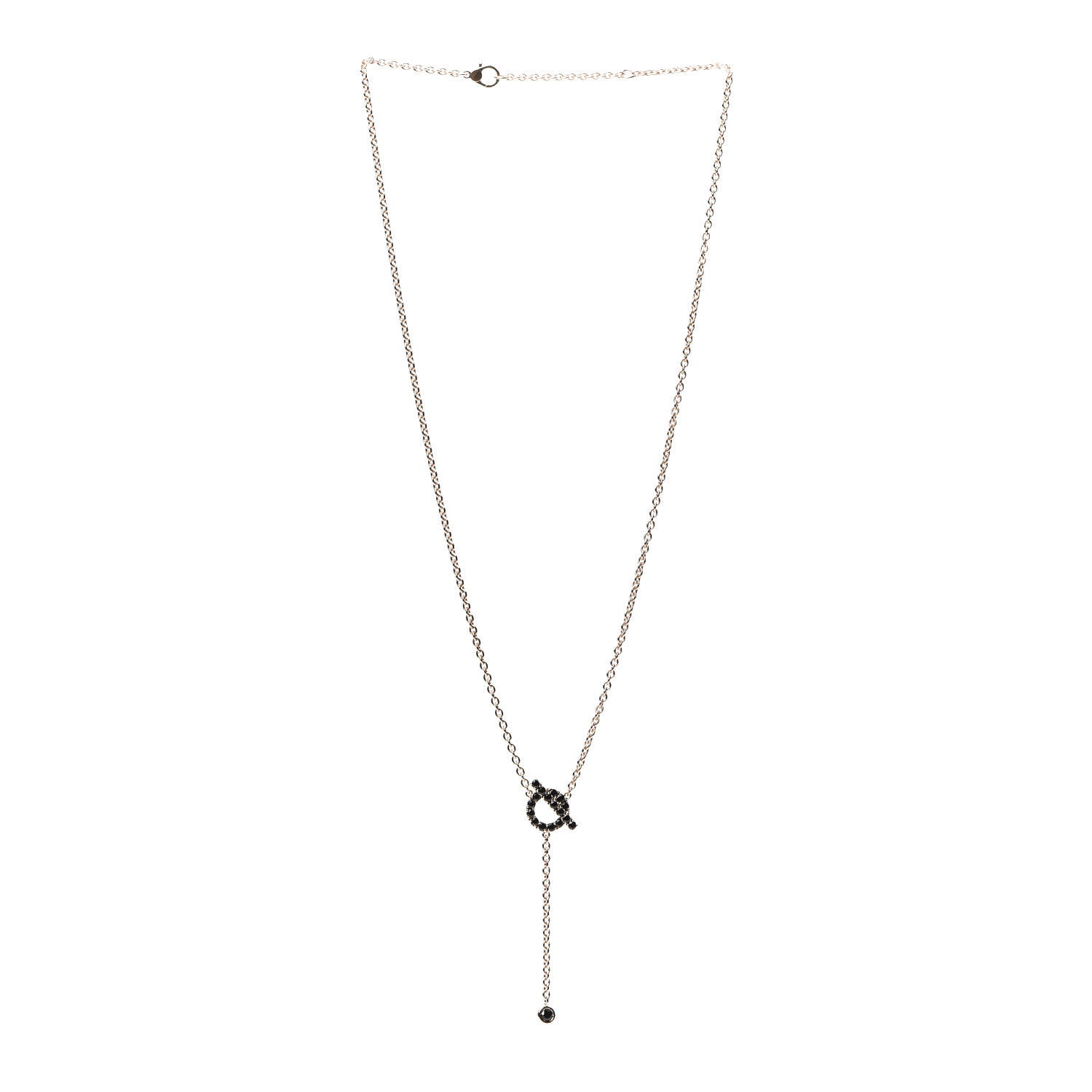 Hermes 18K Rose Gold Black Spinel Finesse Lariat Necklace 2 of 5