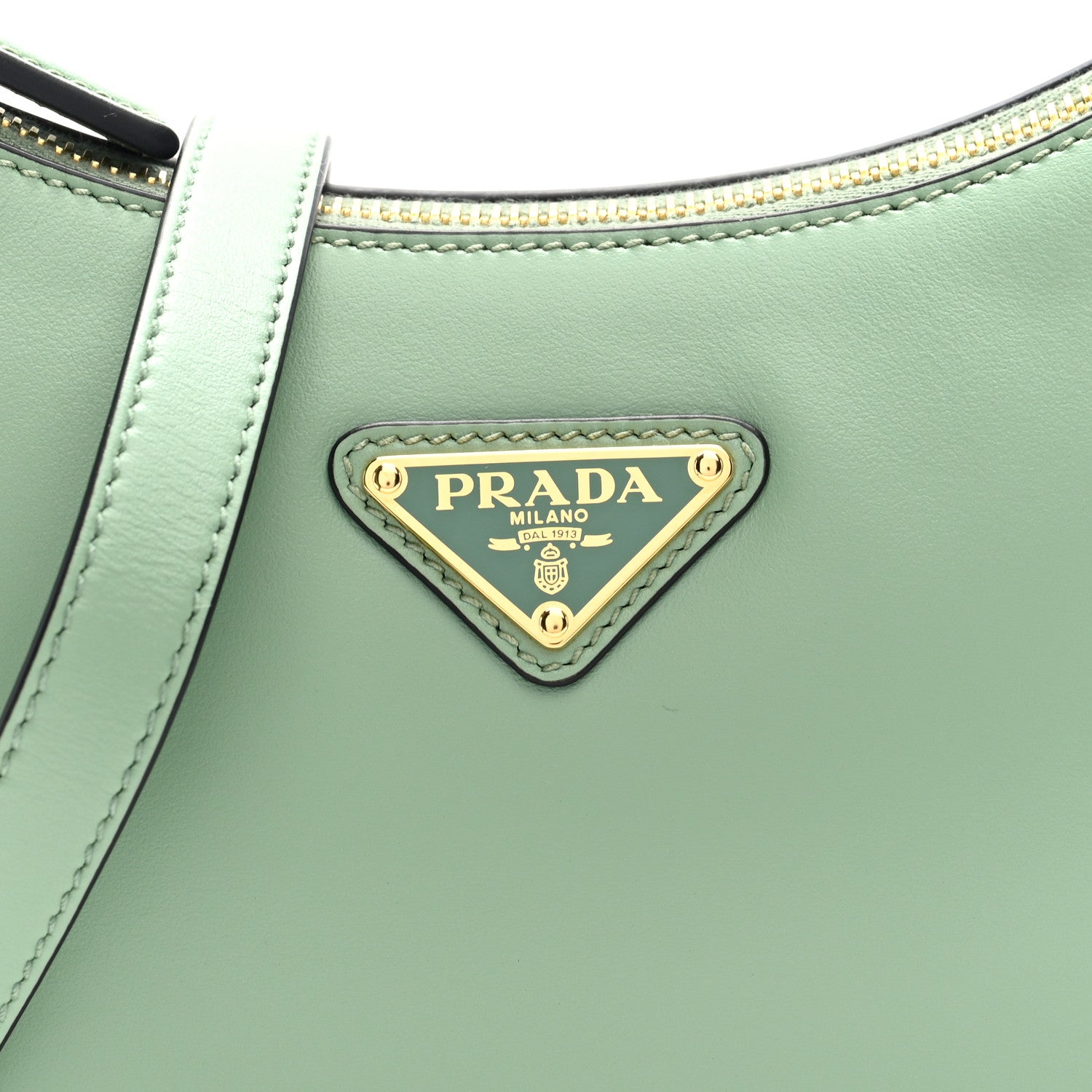 Prada Soft Calfskin Arque Shoulder Bag Green 7 of 9