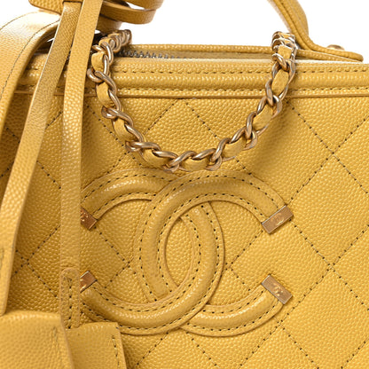 Chanel Caviar Quilted Small CC Filigree Vanity Case Yellow 8 of 13