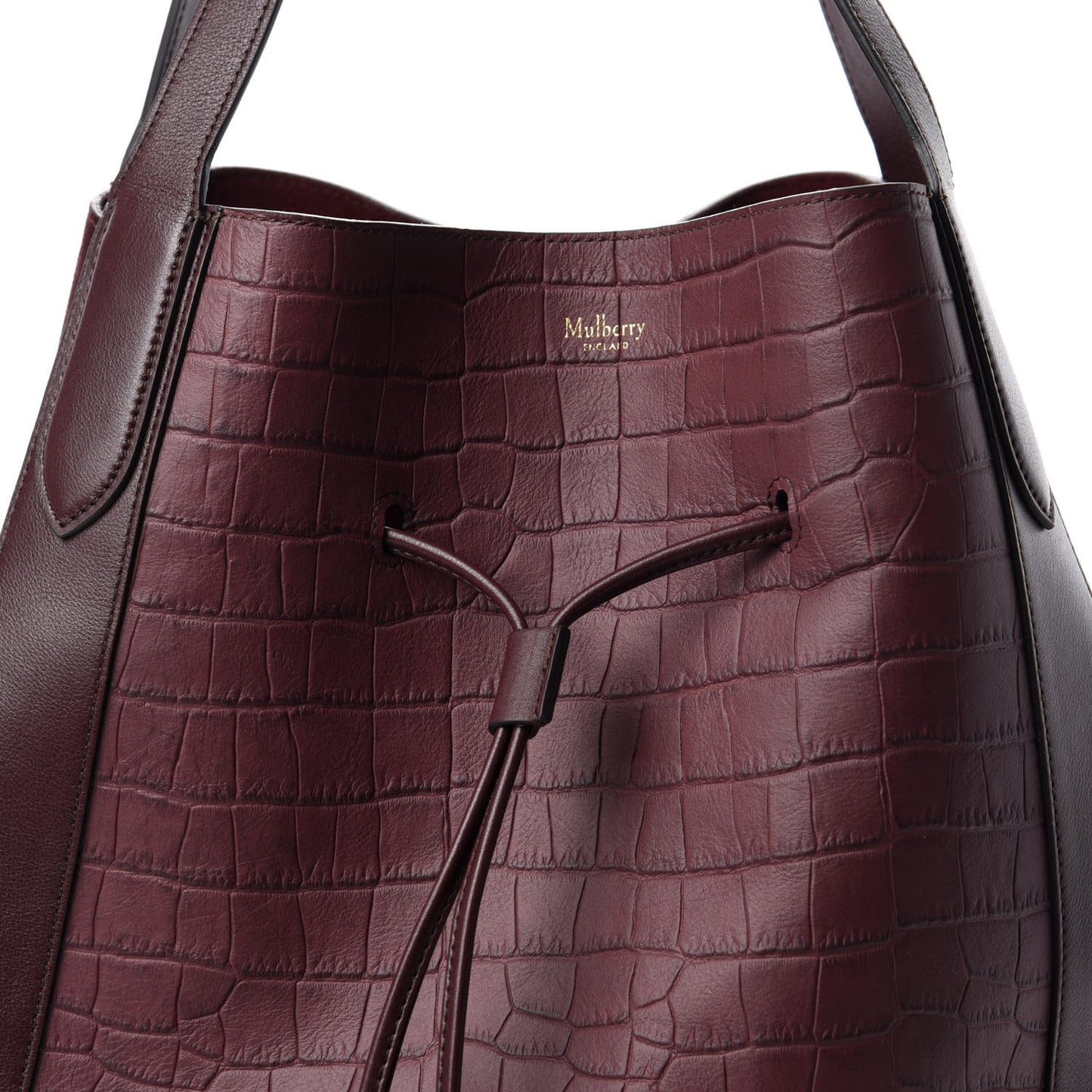 Crocodile Embossed Matte Calfskin Millie Tote Burgundy