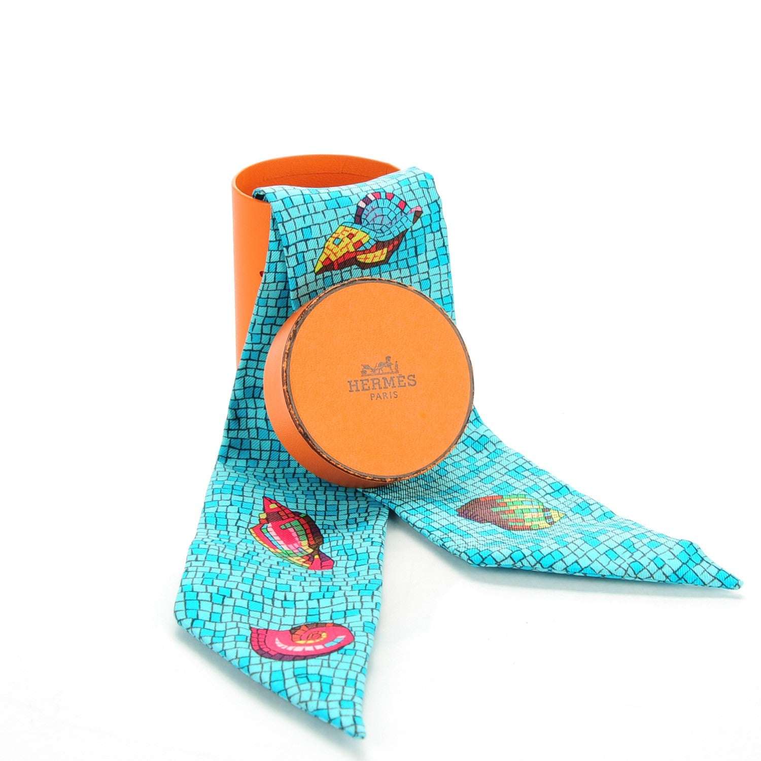 Hermes Silk Sea Shells Mosaic Twilly 6 of 6