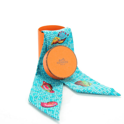 Hermes Silk Sea Shells Mosaic Twilly 6 of 6