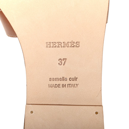 Hermes Box Calfskin Oran Sandals 37 Gold 6 of 8