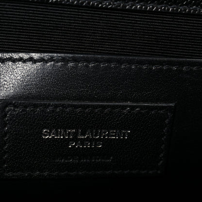 Saint Laurent Grain De Poudre Textured Mixed Matelasse Triquilt Medium Monogram Satchel Black 6 of 11