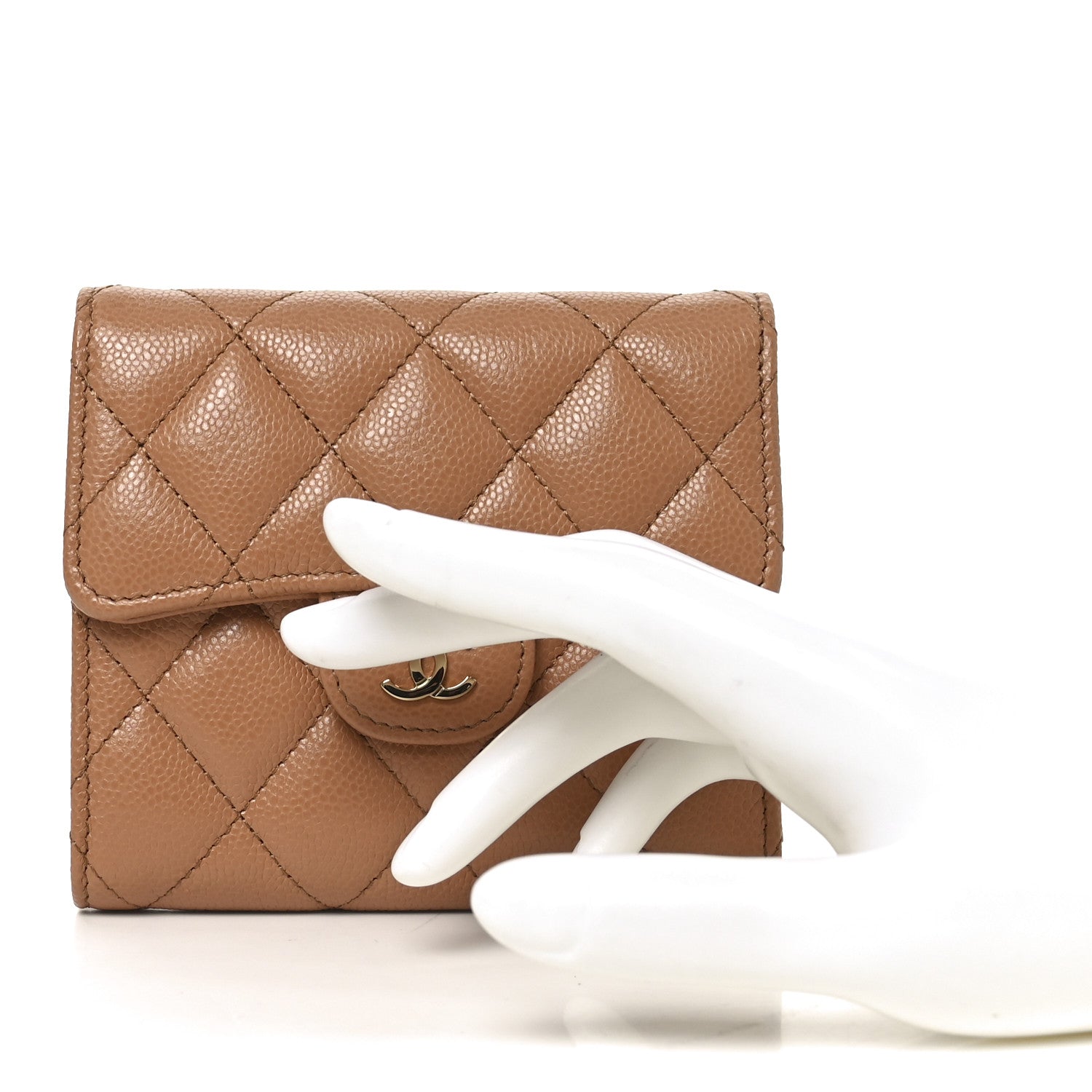 Chanel Caviar Quilted Compact Flap Wallet Brown 2 of 9