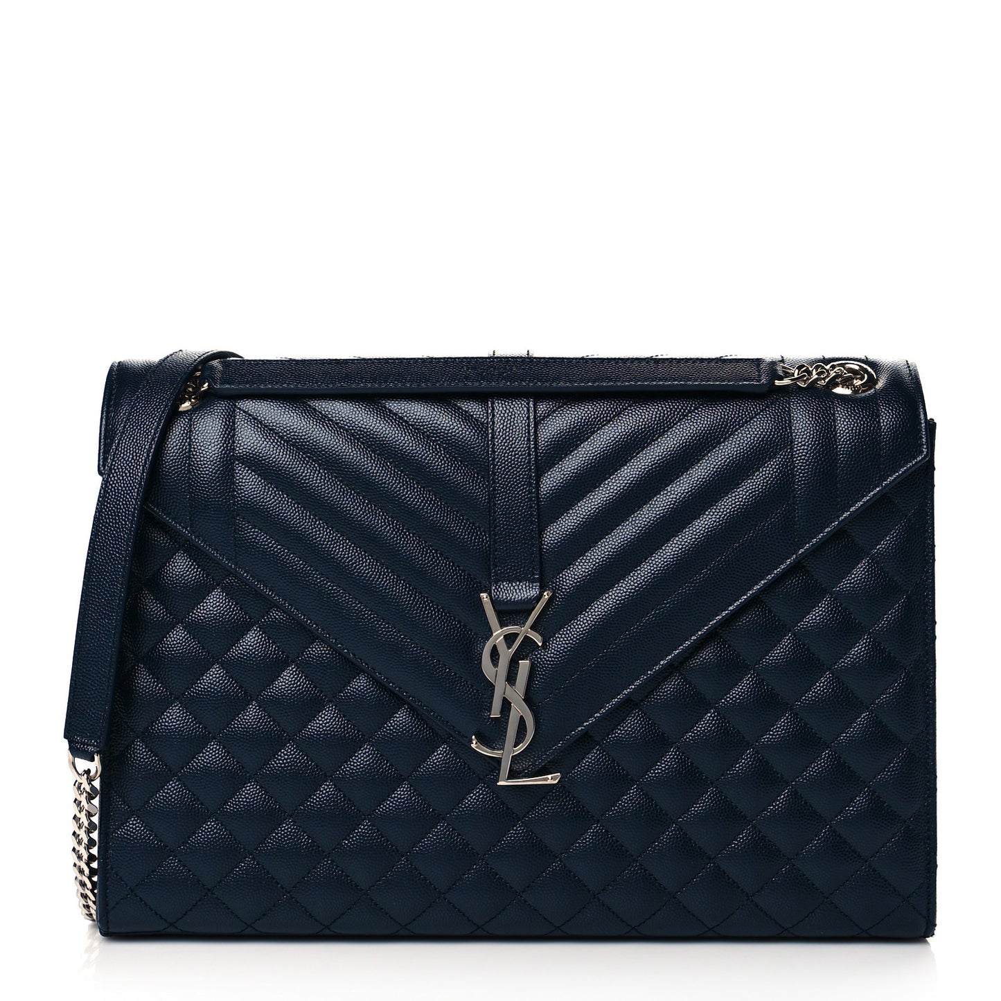 Grain De Poudre Mixed Matelasse Triquilt Large Monogram Satchel Deep Marine