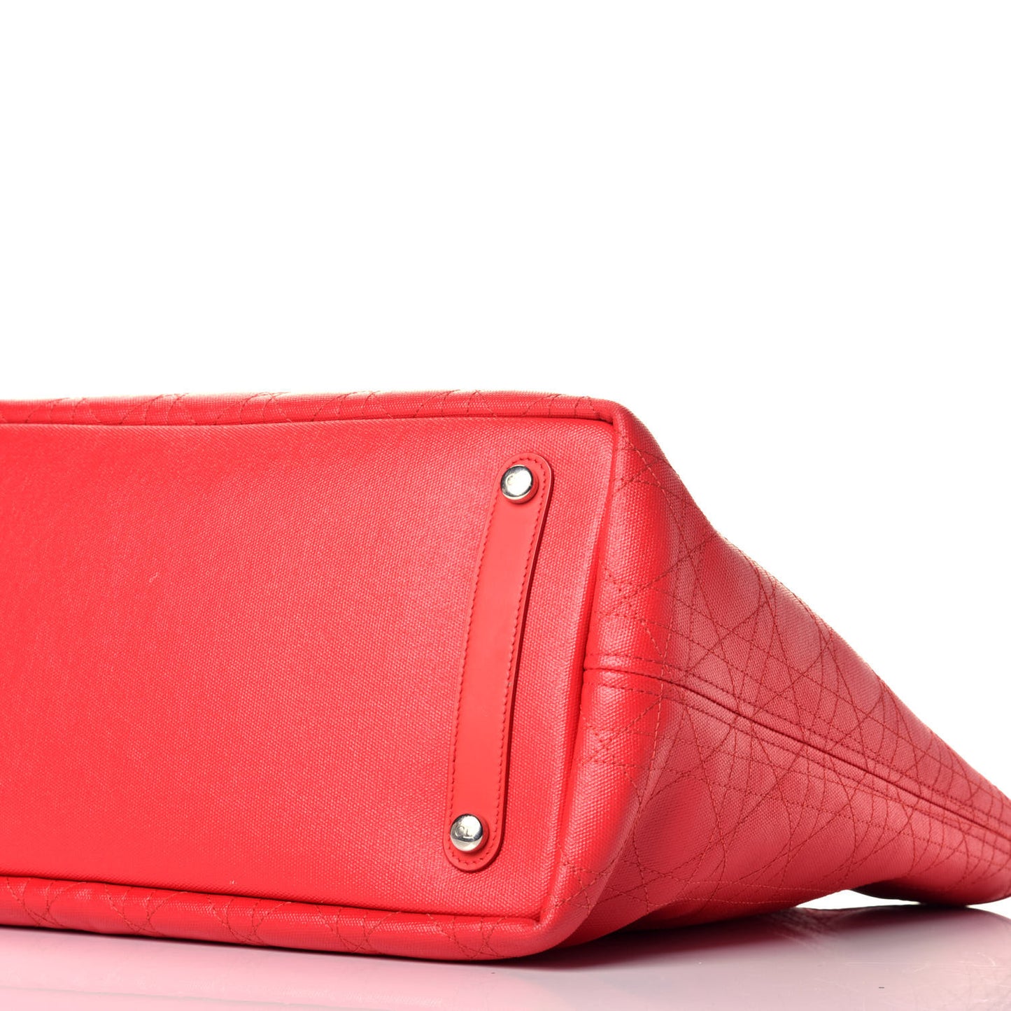Coated Canvas Cannage Panarea Shopping Tote Red