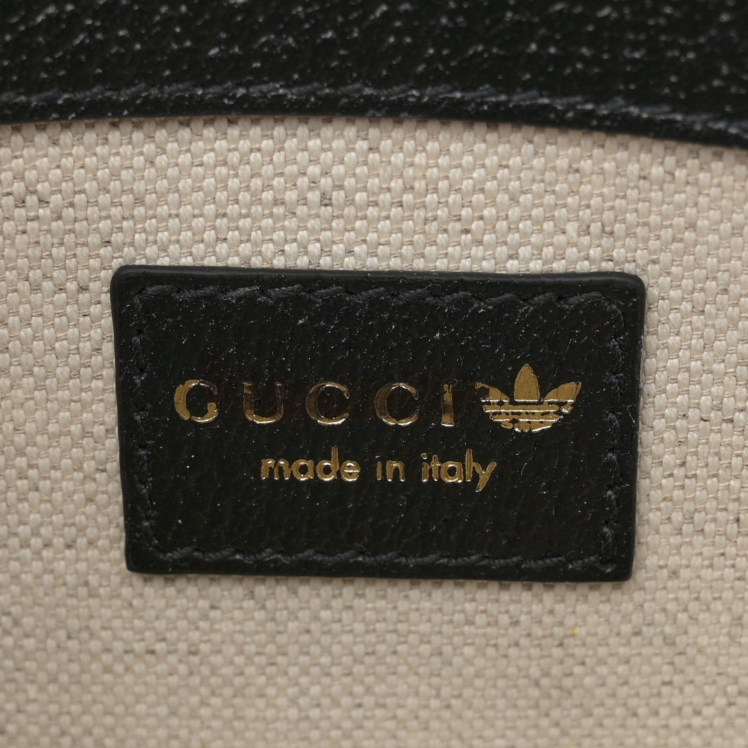 Gucci X ADIDAS Textured Dollar Calfskin Web Trefoil Mini Horsebit 1955 Shoulder Bag Black Off White 6 of 12