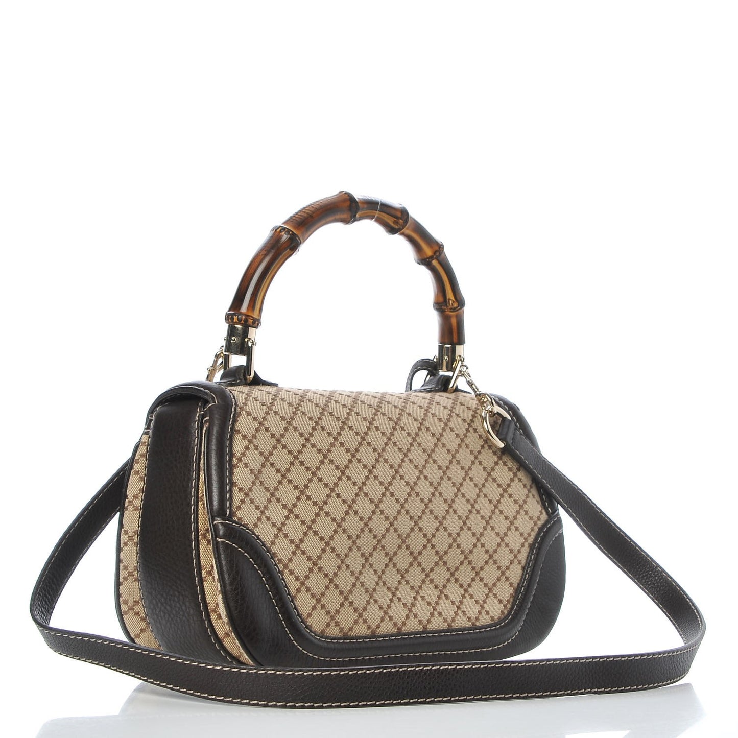 Diamante Medium New Bamboo Top Handle Bag Dark Brown