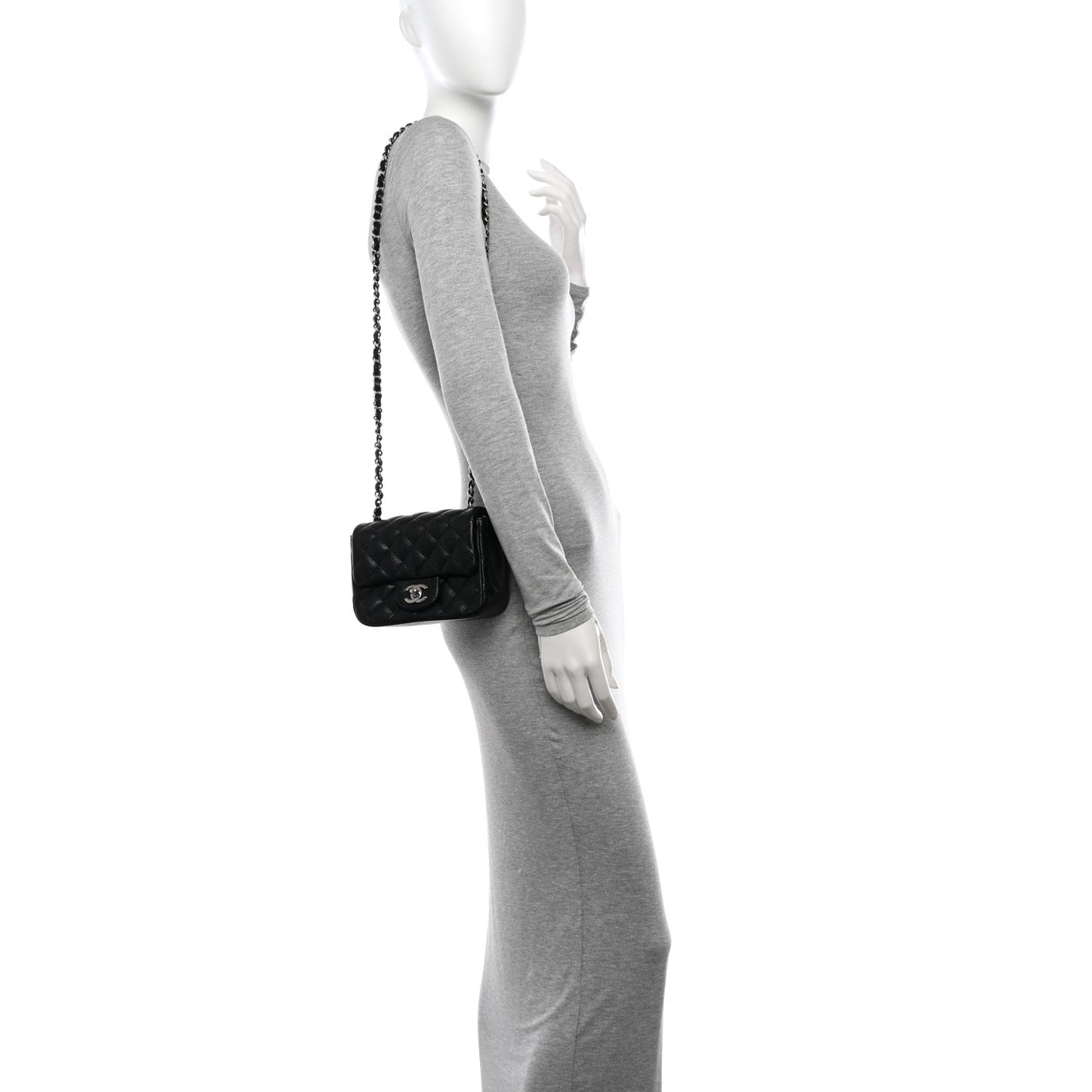 Caviar Quilted Mini Square Flap Black