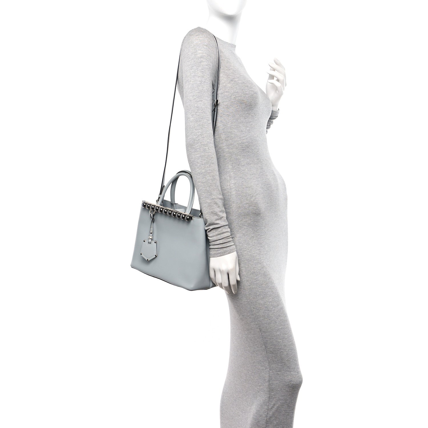 Fendi Vitello Liberty Pearl Petite 2Jours Tote Grigio Perla 2 of 12