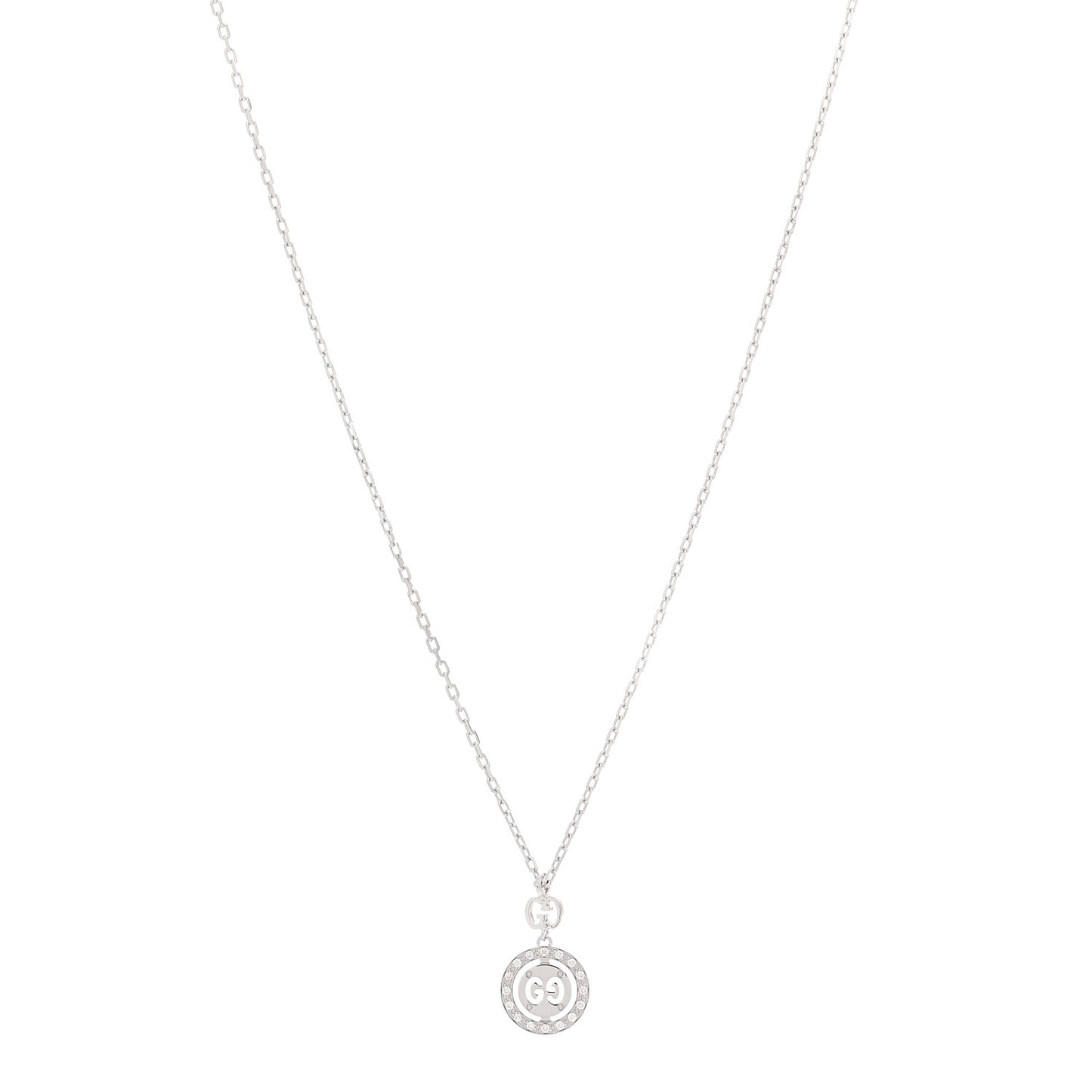 18K White Gold Diamond 10mm Icon Twirl Pendant Necklace
