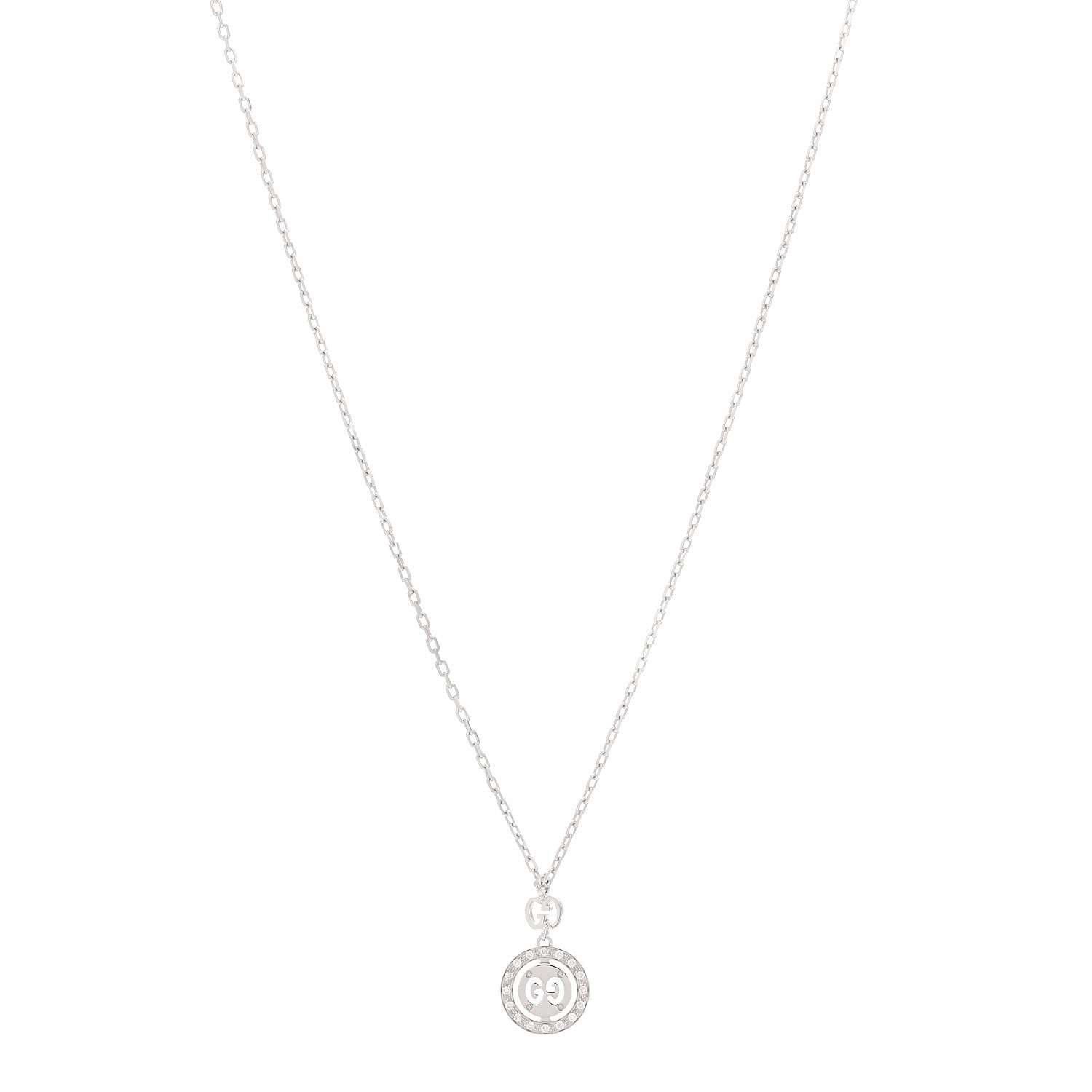 Gucci 18K White Gold Diamond 10mm Icon Twirl Pendant Necklace 1 of 4