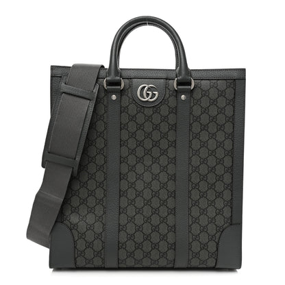 Gucci GG Supreme Monogram Textured Dollar Calfskin Medium Ophidia Tote Grey Black Graphite Grey 1 of 15