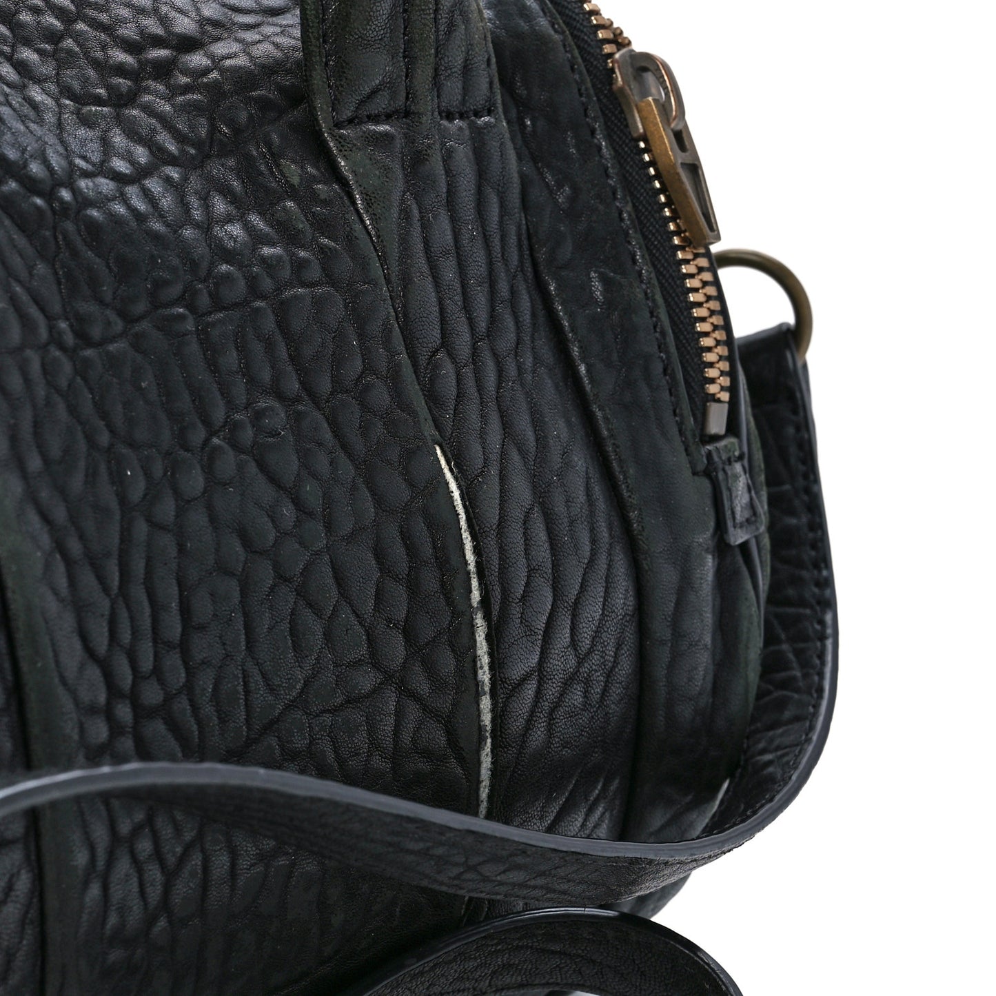 Pebbled Lambskin Rockie Black Antique Brass Hardware