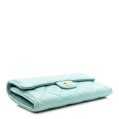 Chanel Caviar Quilted Medium Gusset Flap Wallet Light Blue 4 of 10