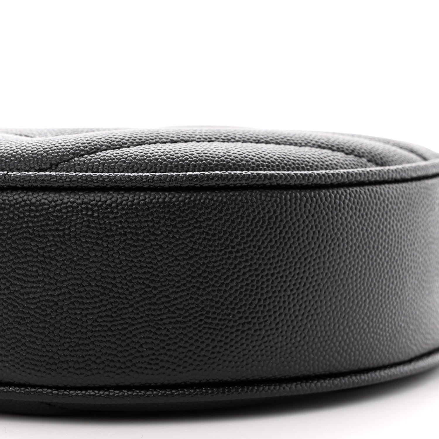 Saint Laurent Grain De Poudre Matelasse Chevron Quilted Round Vinyle Camera Bag Black 10 of 11