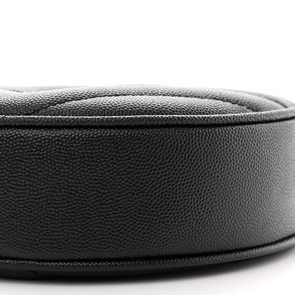Saint Laurent Grain De Poudre Matelasse Chevron Quilted Round Vinyle Camera Bag Black 10 of 11