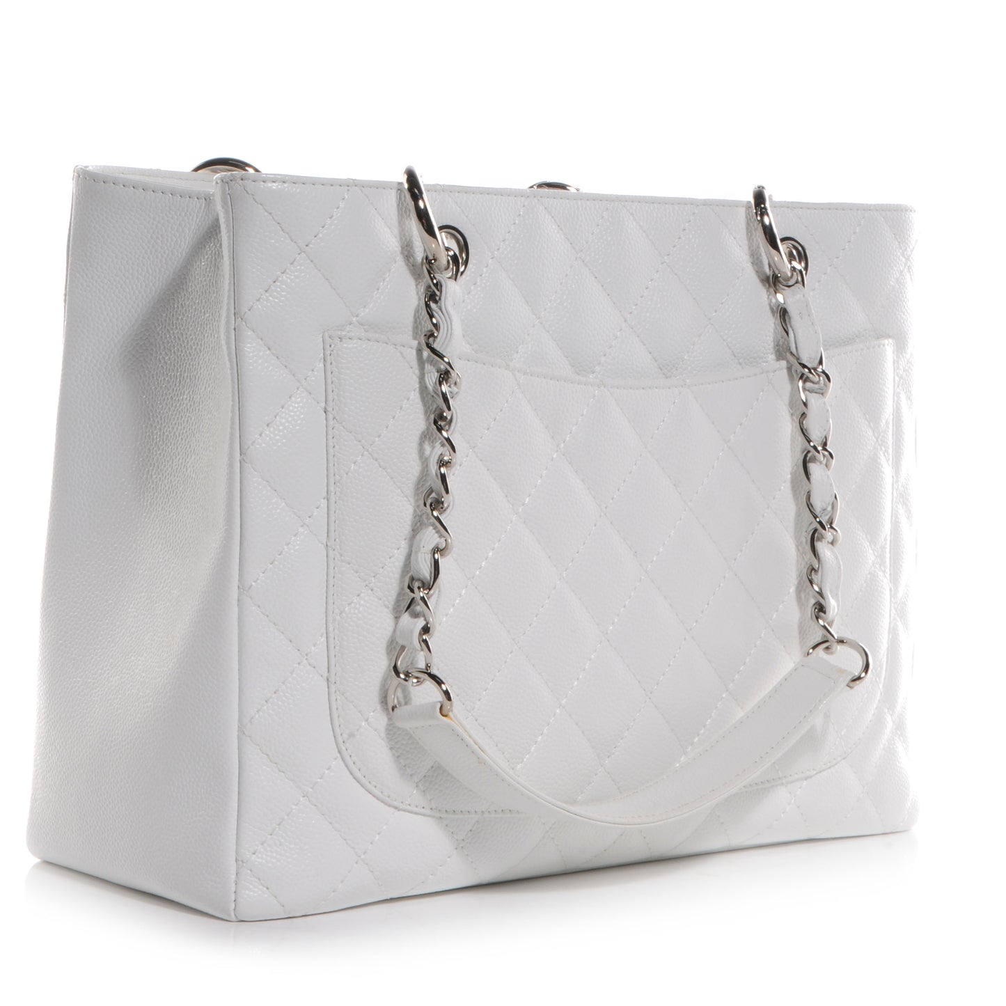 Caviar Quilted Grand Shopping Tote GST White
