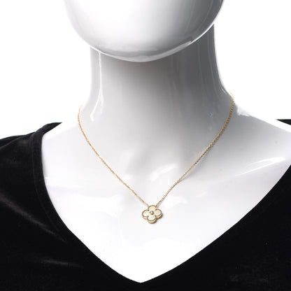 Van Cleef & Arpels 18K Yellow Gold Diamond Yellow Mother of Pearl Vintage Alhambra Pendant Necklace 2 of 7