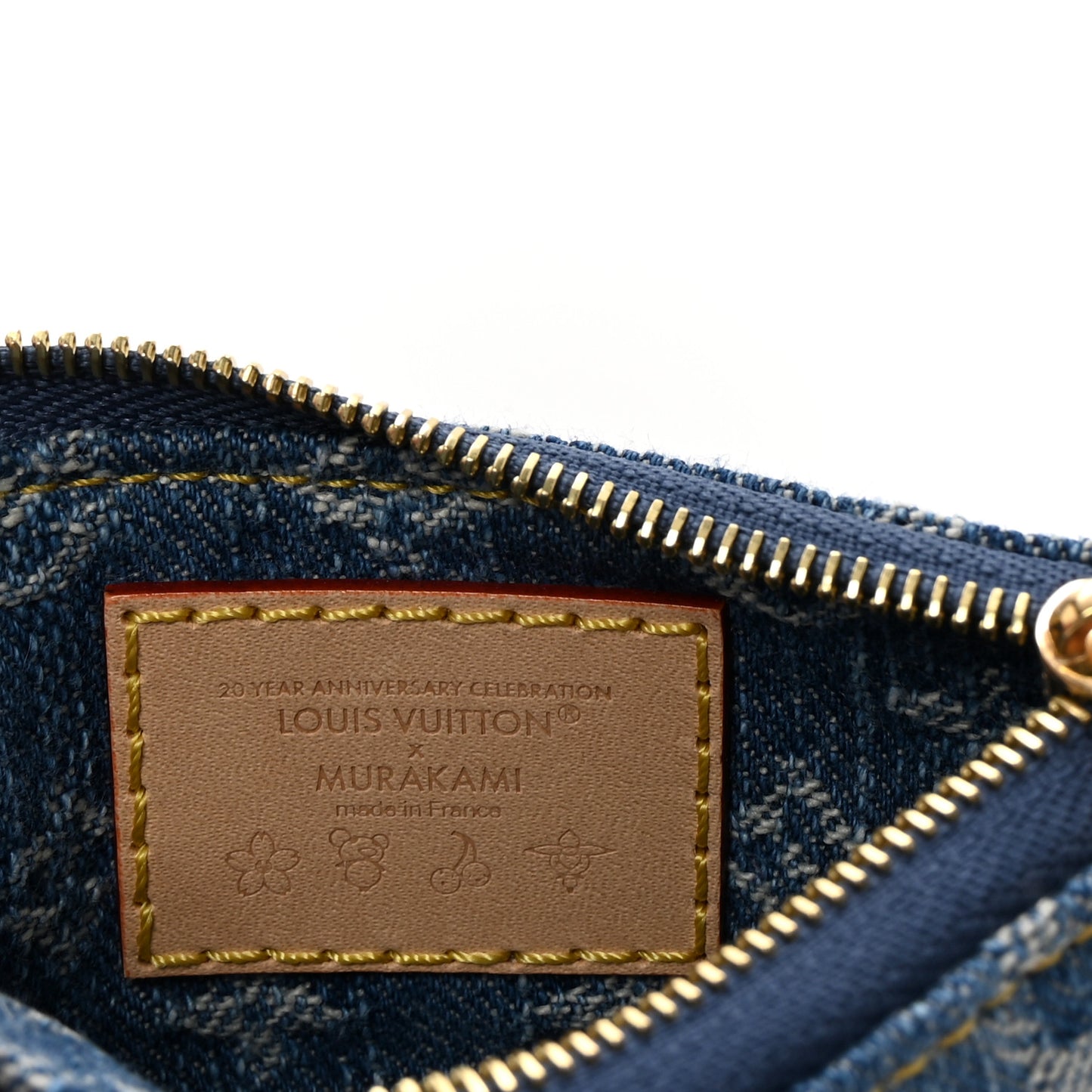 LV X TM Monogram Denim Cerises Key Pouch Blue
