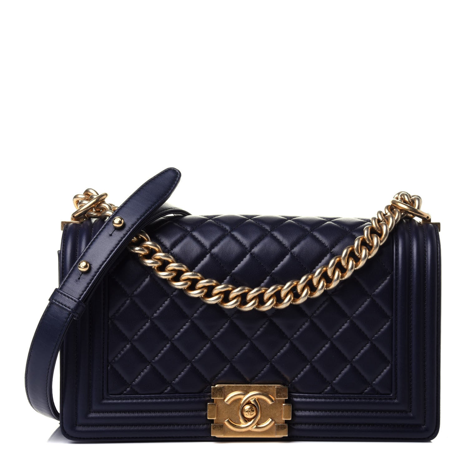 Chanel Lambskin Quilted Medium Boy Flap Navy 1 of 4
