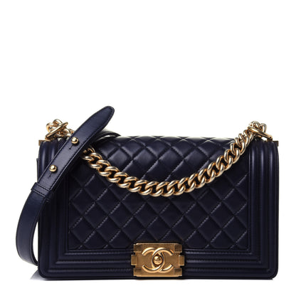 Chanel Lambskin Quilted Medium Boy Flap Navy 1 of 4