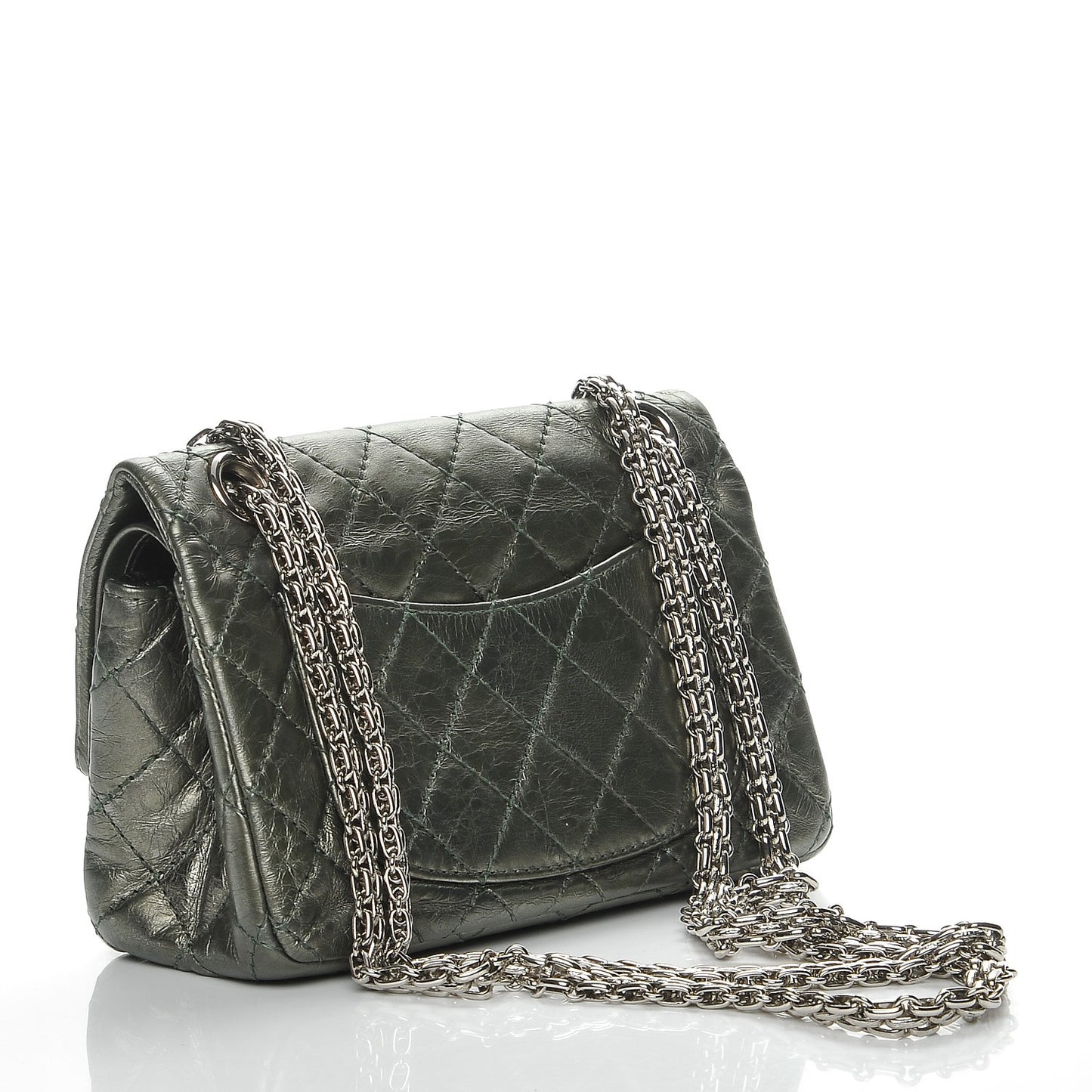 Metallic Aged Calfskin 2.55 Reissue 224 Flap Green
