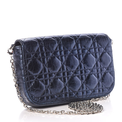 Christian Dior Metallic Calfskin Cannage Miss Dior Promenade Pouch Marine 3 of 10