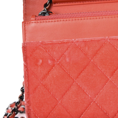 Chanel Velvet Classic Quilted Wallet On Chain WOC Coral 11 of 18