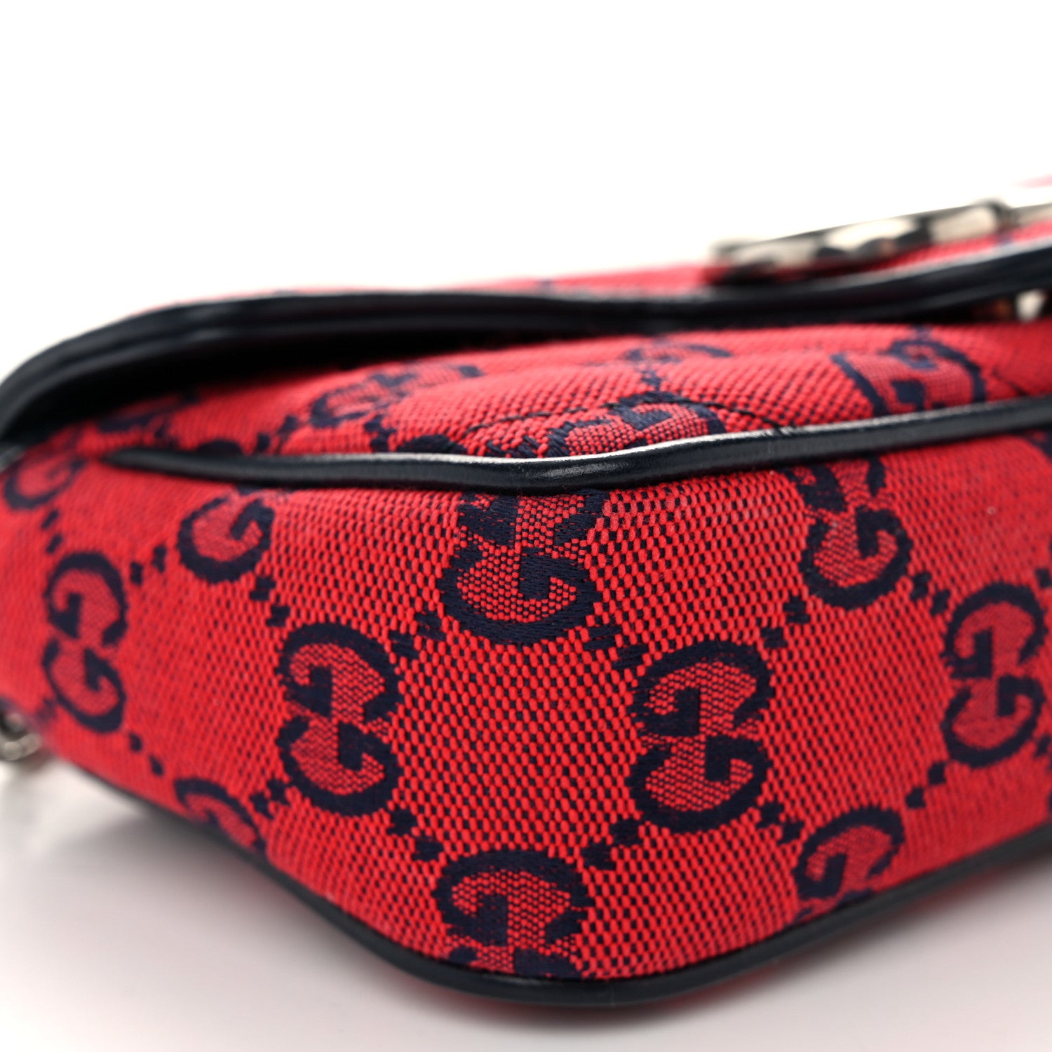 Gucci Monogram Multicolor Matelasse Diagonal Super Mini GG Marmont Shoulder Bag Red Blue 9 of 10