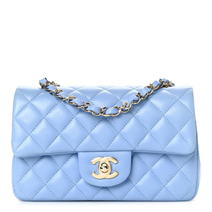 Chanel Lambskin Quilted Mini Rectangular Flap Light Blue 1 of 9