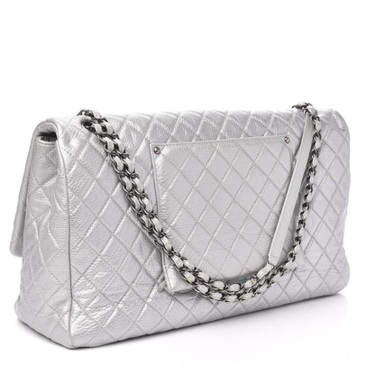 Chanel Metallic Calfskin Quilted XXL Travel Flap Bag Silver 3 of 10