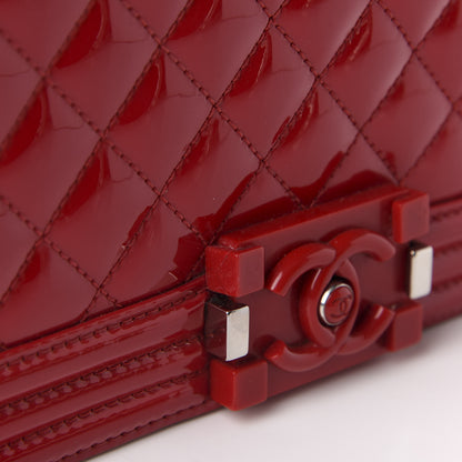 Chanel Patent Calfskin Quilted Medium Plexiglass Boy Flap Red 13 of 14