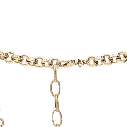 Chanel Embellished Crystal Resin Heart Peace Sign Emoji Necklace Gold Multicolor 4 of 6