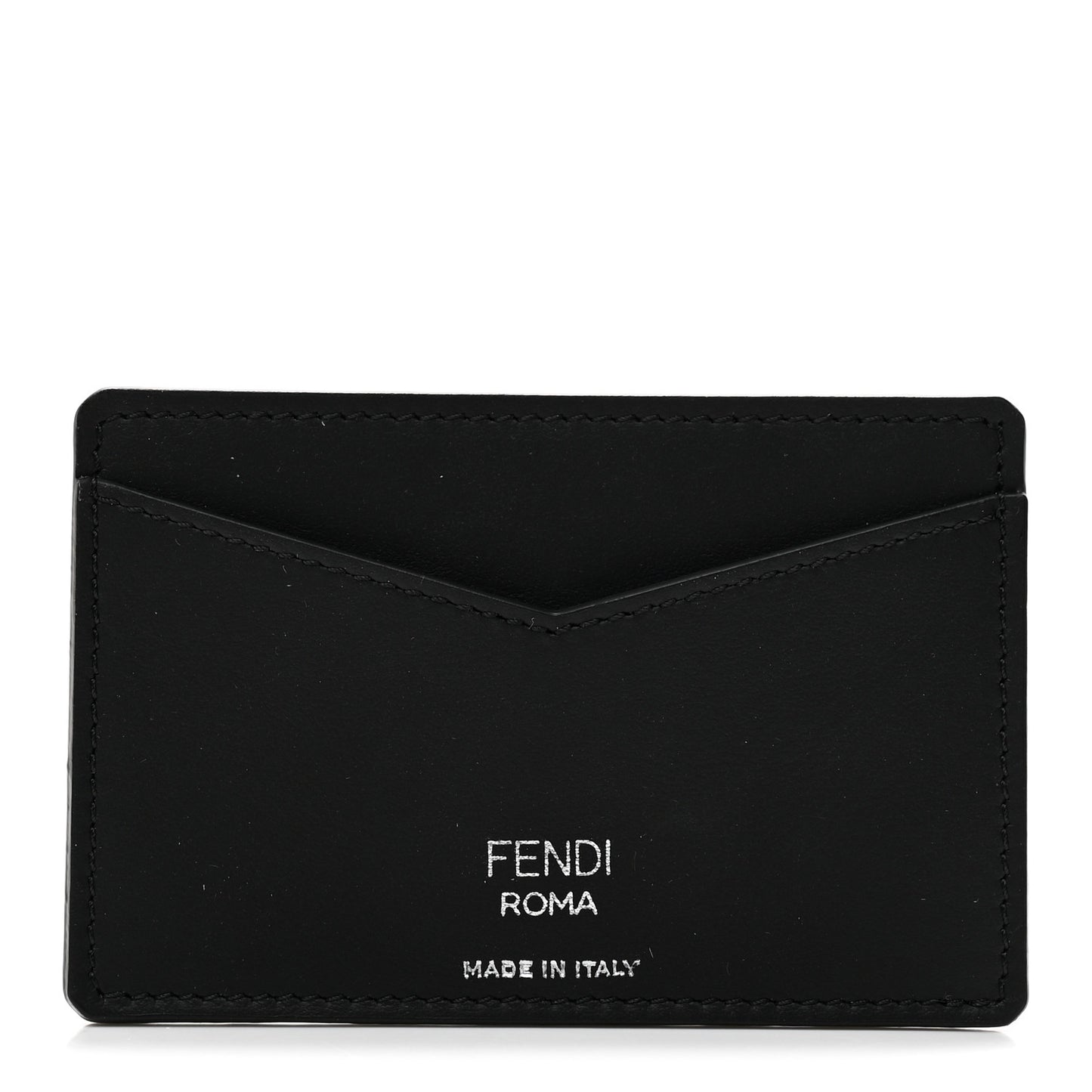 Vitello Century Matte Glazed Fabric FF Card Holder Tobacco Black